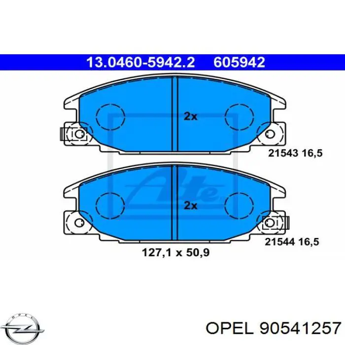 90541257 Opel pastillas de freno delanteras