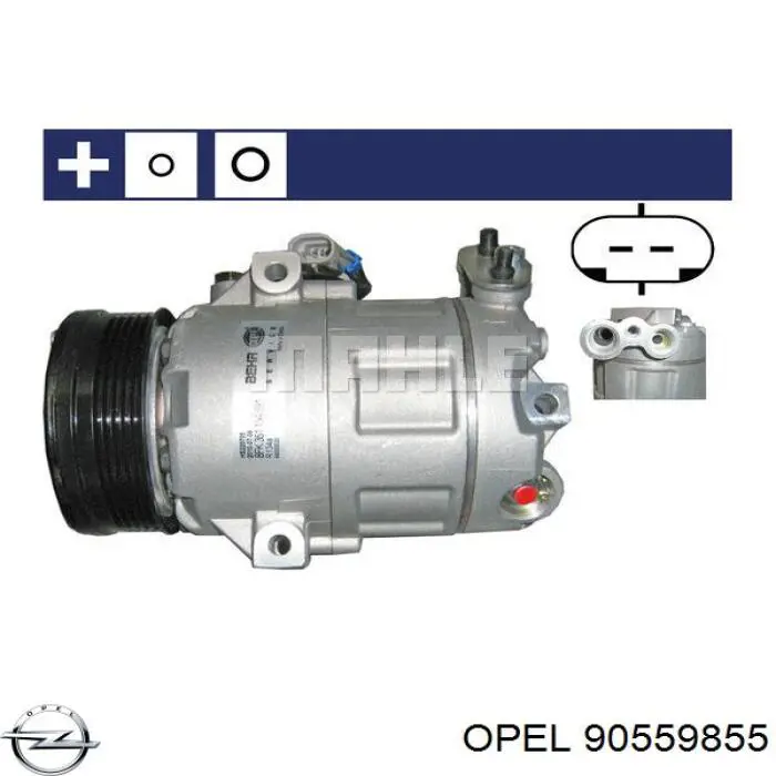 Compresor de aire acondicionado 90559855 Opel