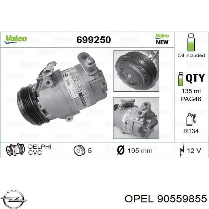 Comprar 90559855 Opel Compresor de aire acondicionado coche