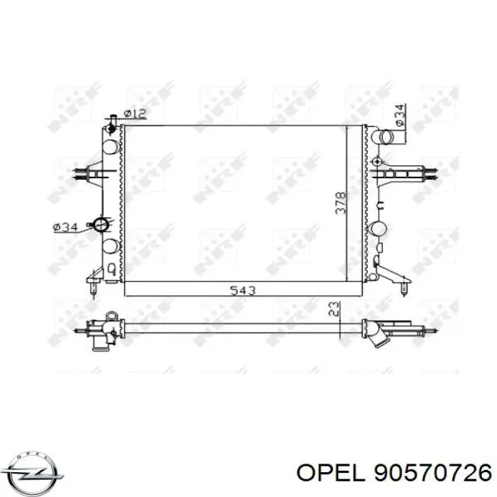 90570726 Opel radiador refrigeración del motor