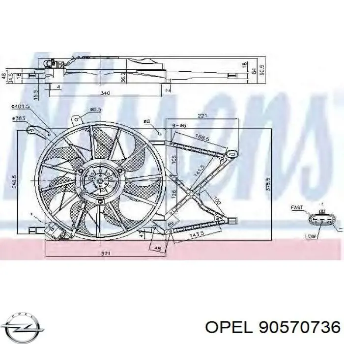 90570736 Opel bastidor radiador (armazón)