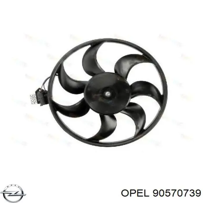 90570739 Opel ventilador (rodete +motor refrigeración del motor con electromotor completo)