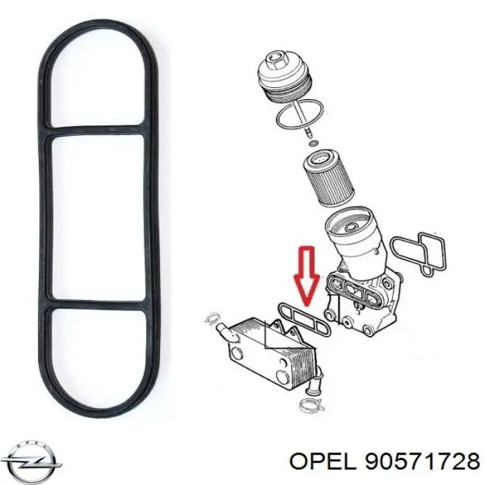 90571728 Opel junta de el adaptadora del enfriador de aceite