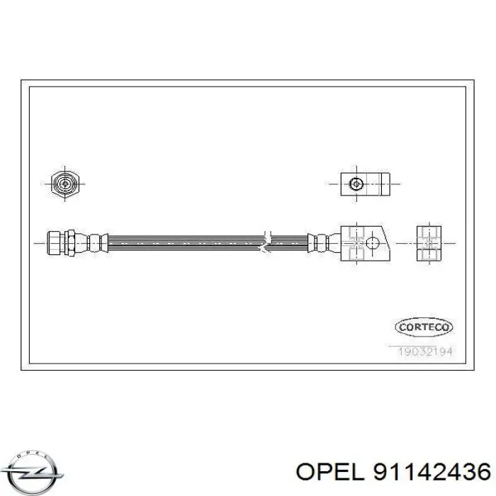 91142436 Opel tubo flexible de frenos trasero