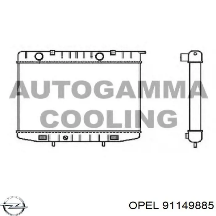 91149885 Opel radiador refrigeración del motor