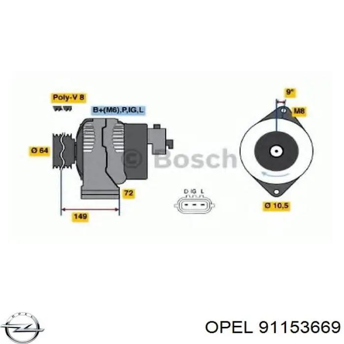 6204050 Opel alternador