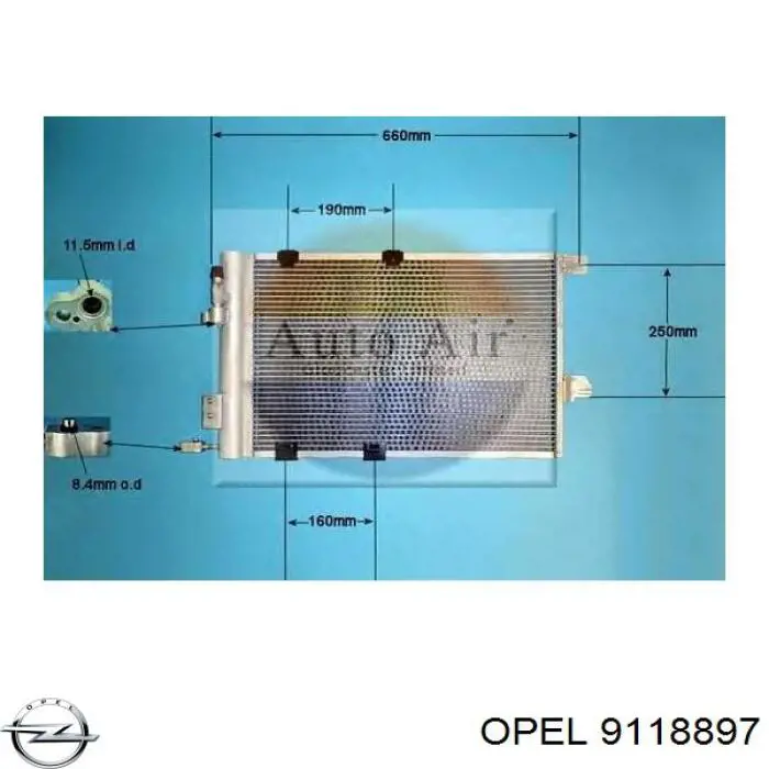 9118897 Opel condensador aire acondicionado