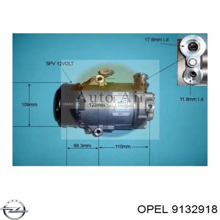 9132918 Opel compresor de aire acondicionado