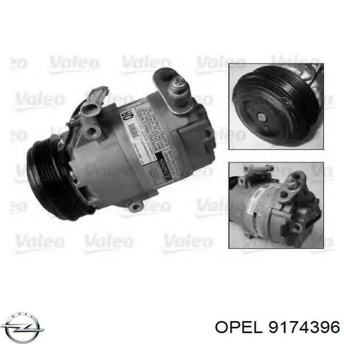 Compresor de aire acondicionado 9174396 Opel