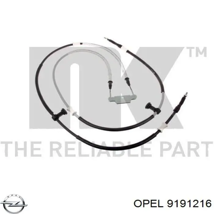 9191216 Opel cable de freno de mano trasero derecho/izquierdo