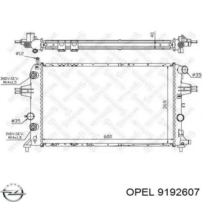 9192607 Opel radiador refrigeración del motor