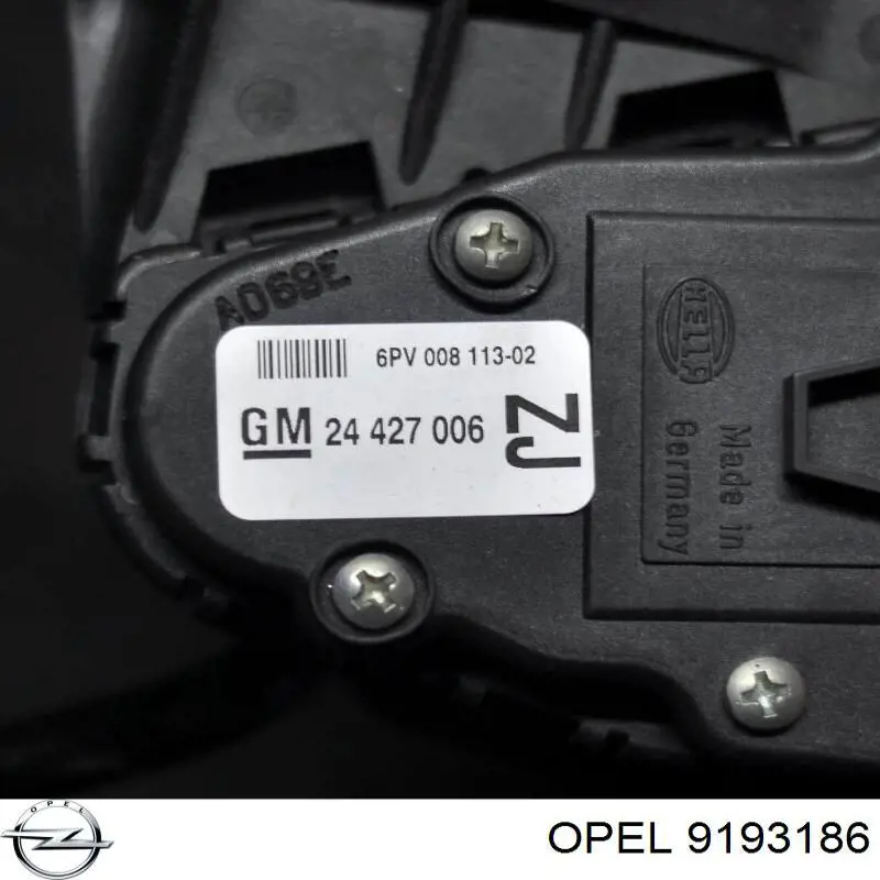 Pedal del acelerador 9193186 Opel