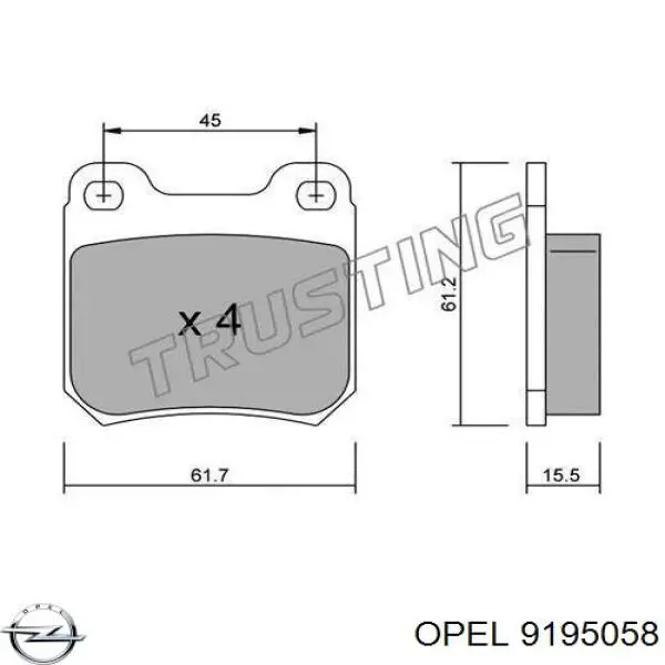 9195058 Opel pastillas de freno delanteras