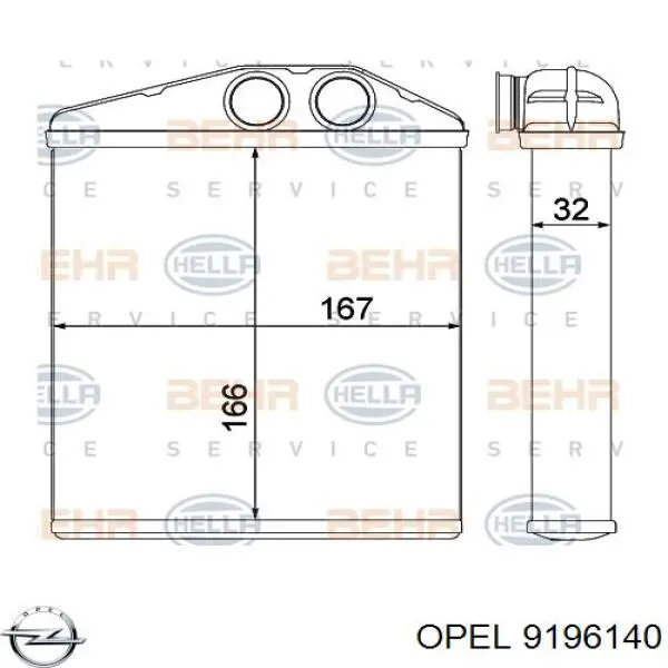 9196140 Opel radiador de calefacción