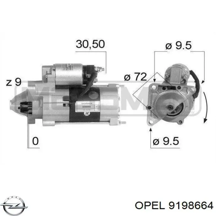 9198664 Opel motor de arranque