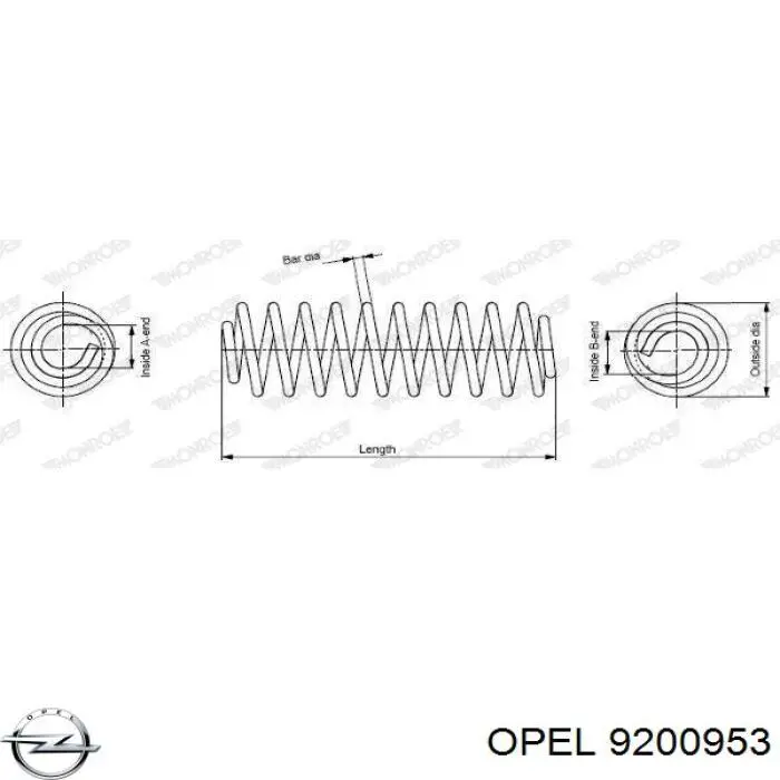 9200953 Opel muelle de suspensión eje delantero