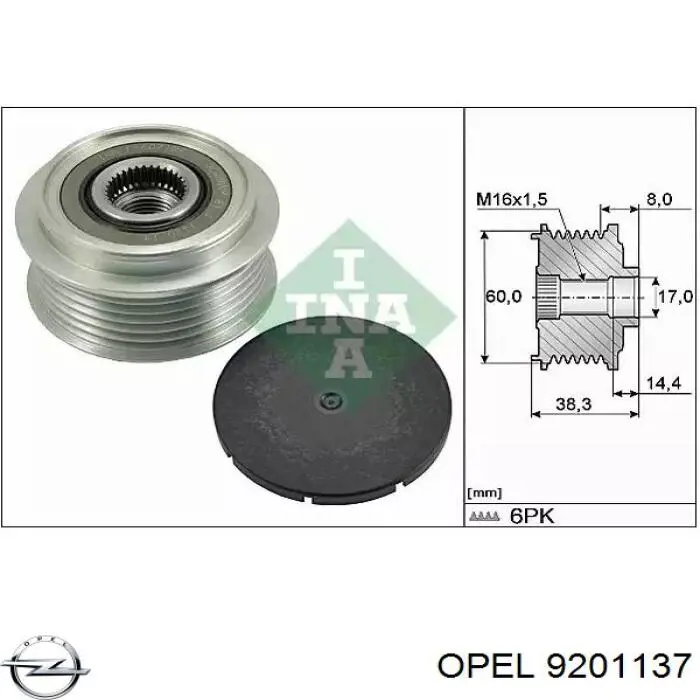 9201137 Opel alternador diodo puente rectificador