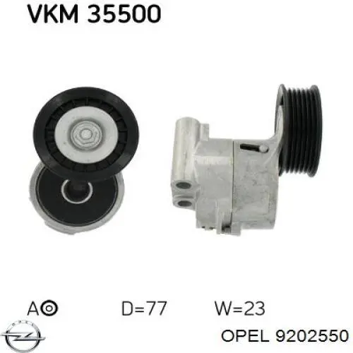 9202550 Opel tensor de correa poli v