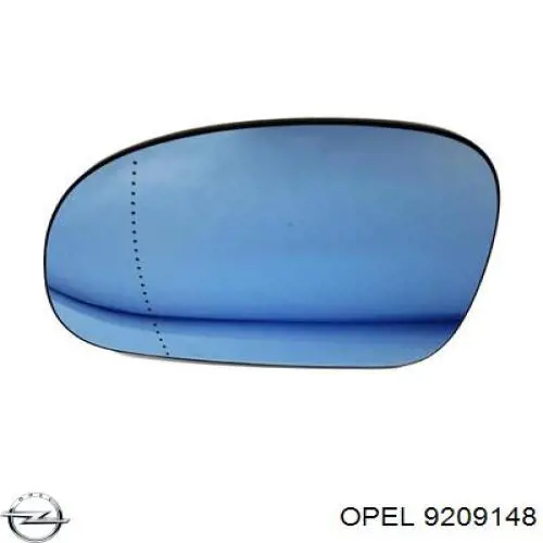 9209148 Opel cristal de espejo retrovisor exterior derecho