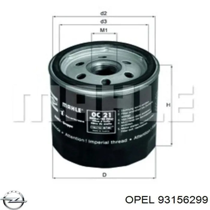 Filtro de aceite Opel 93156299 precio, desde 3,47 EUR