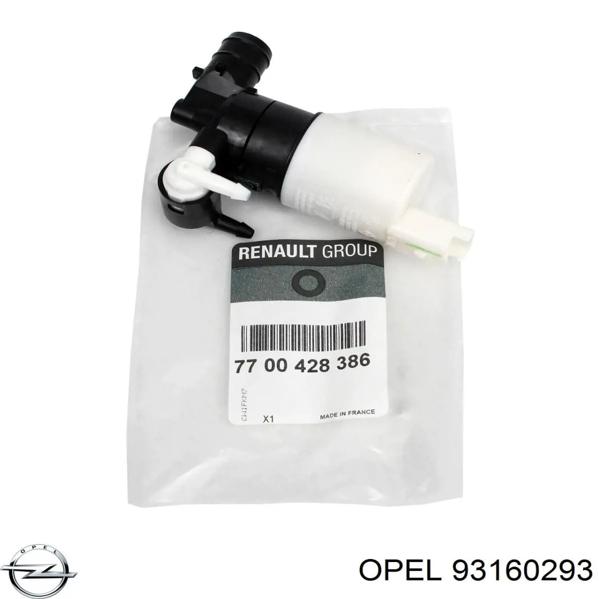 Bomba de agua limpiaparabrisas, delantera 93160293 Opel