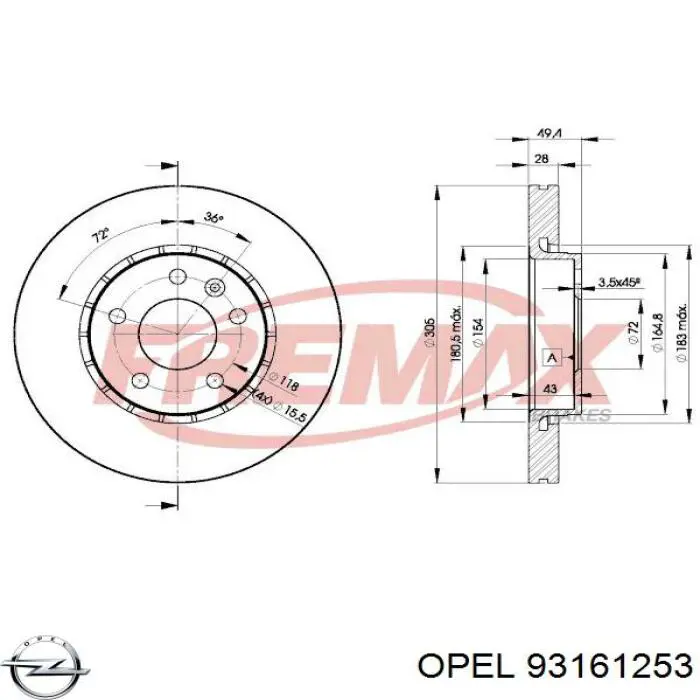 Freno de disco delantero Renault Trafic 2 FL