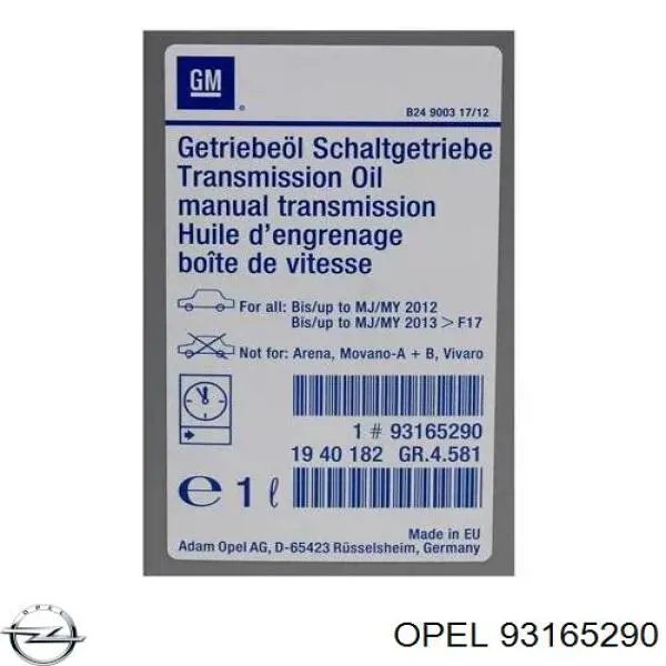 Opel Aceite transmisión (93165290)