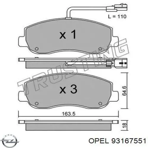 93167551 Opel pastillas de freno delanteras