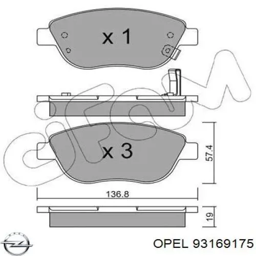 93169175 Opel pastillas de freno delanteras