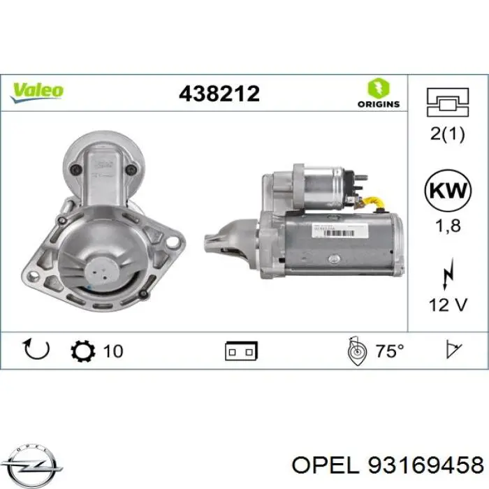 93169458 Opel motor de arranque