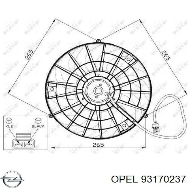 93170237 Opel ventilador (rodete +motor refrigeración del motor con electromotor completo)