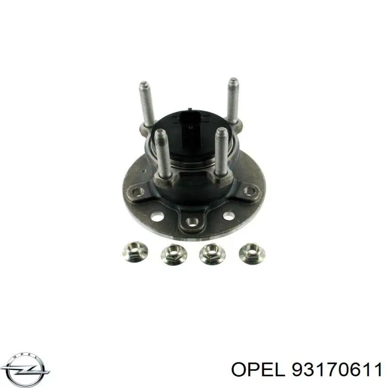 Cubo de rueda trasero 93170611 Opel