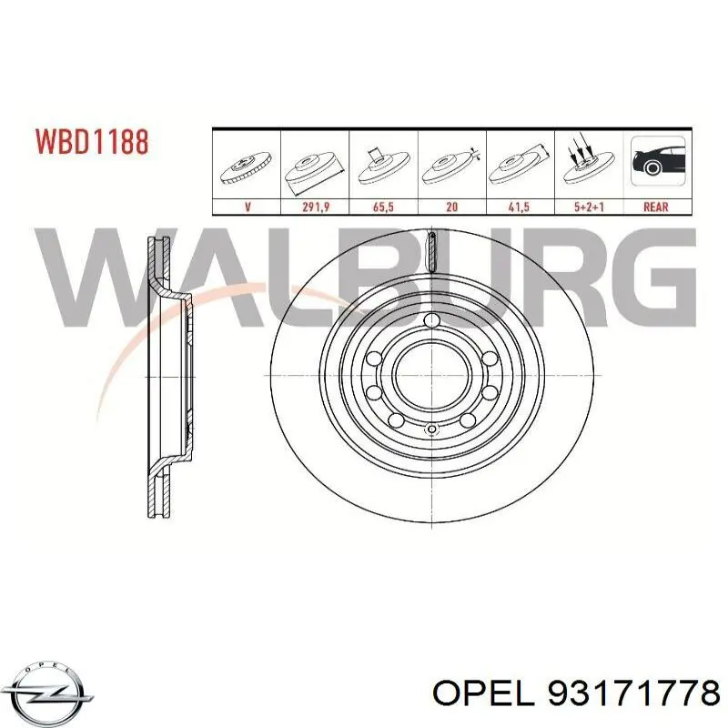 Disco de freno trasero Opel 93171778 precio, desde 37,97 EUR