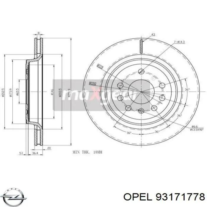 Comprar 93171778 Opel Disco de freno trasero