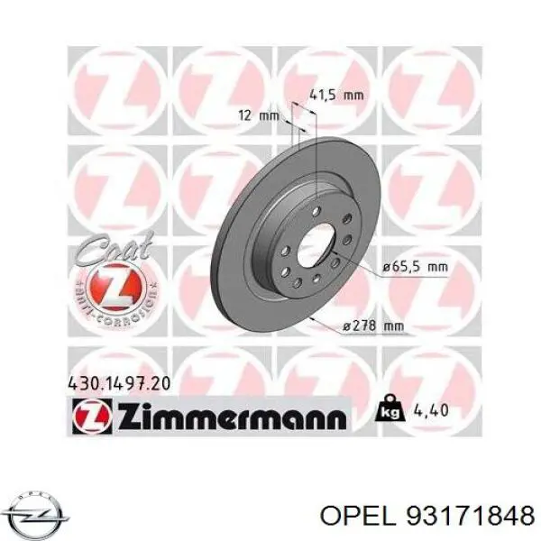 93171848 Opel disco de freno trasero