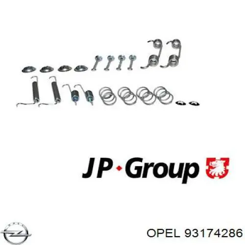 93174286 Opel kit de montaje, zapatas de freno traseras