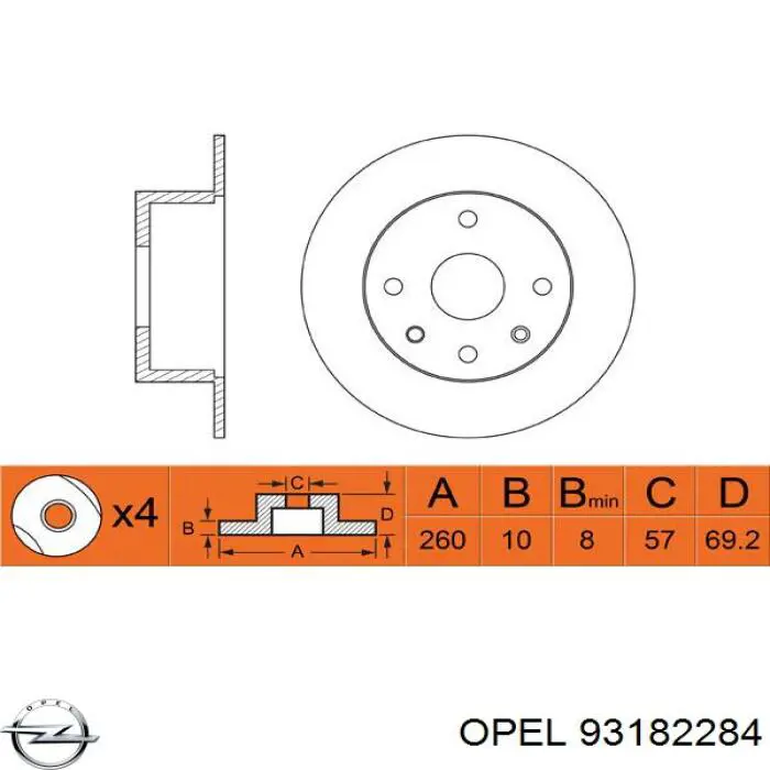 Disco de freno trasero Opel 93182284 precio, desde 31,01 EUR