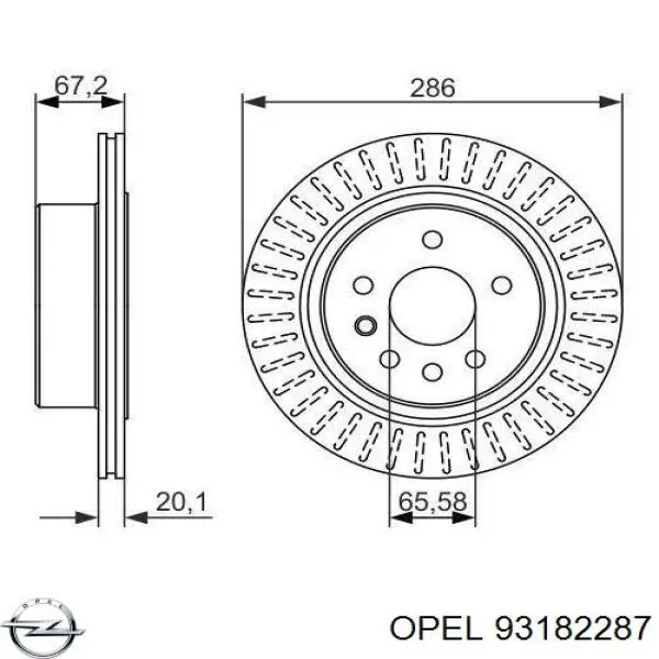 93182287 Opel disco de freno trasero