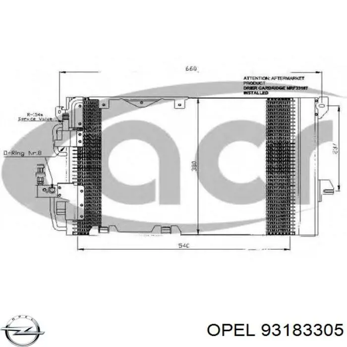93183305 Opel condensador aire acondicionado