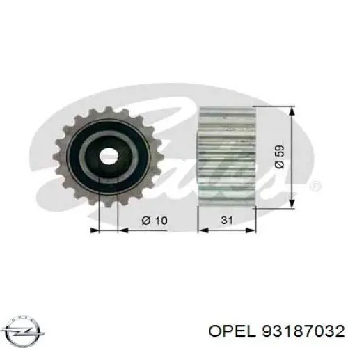 93187032 Opel rodillo intermedio de correa dentada