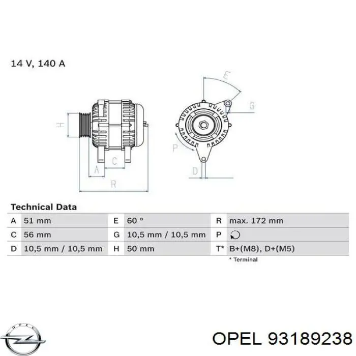 93189238 Opel alternador