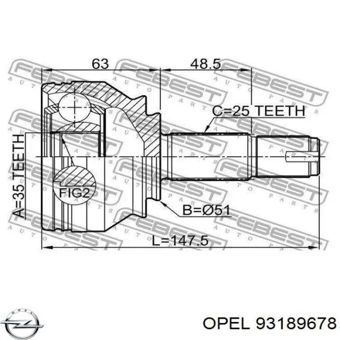 93189678 Opel junta homocinética exterior delantera