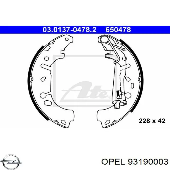 93190003 Opel zapatas de frenos de tambor traseras