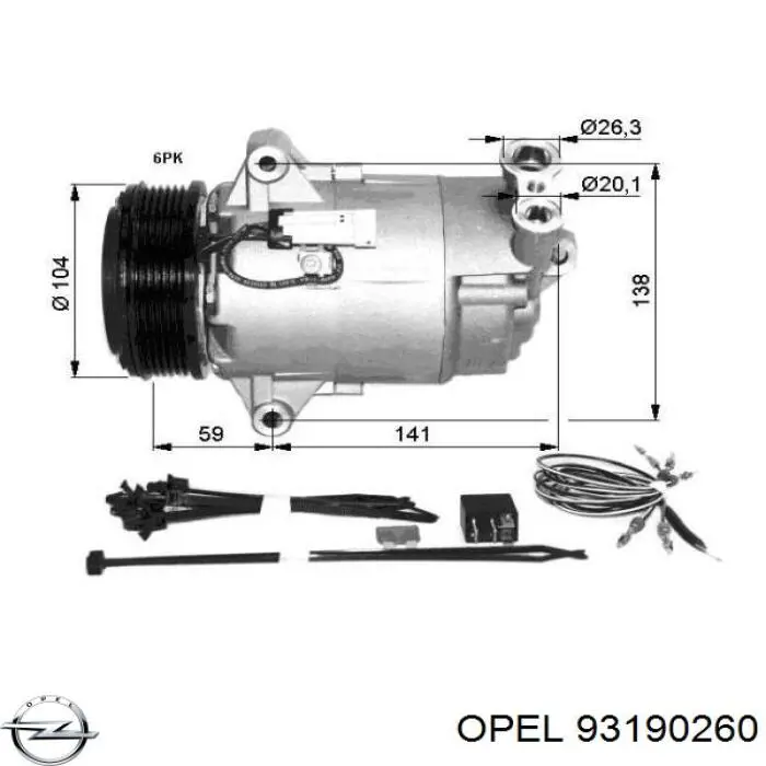 93190260 Opel compresor de aire acondicionado