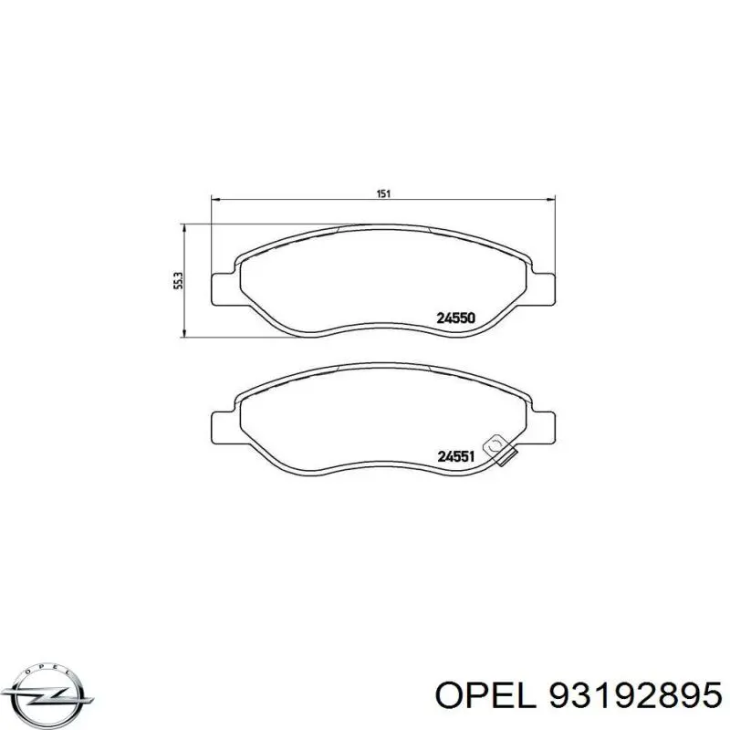 93192895 Opel pastillas de freno delanteras