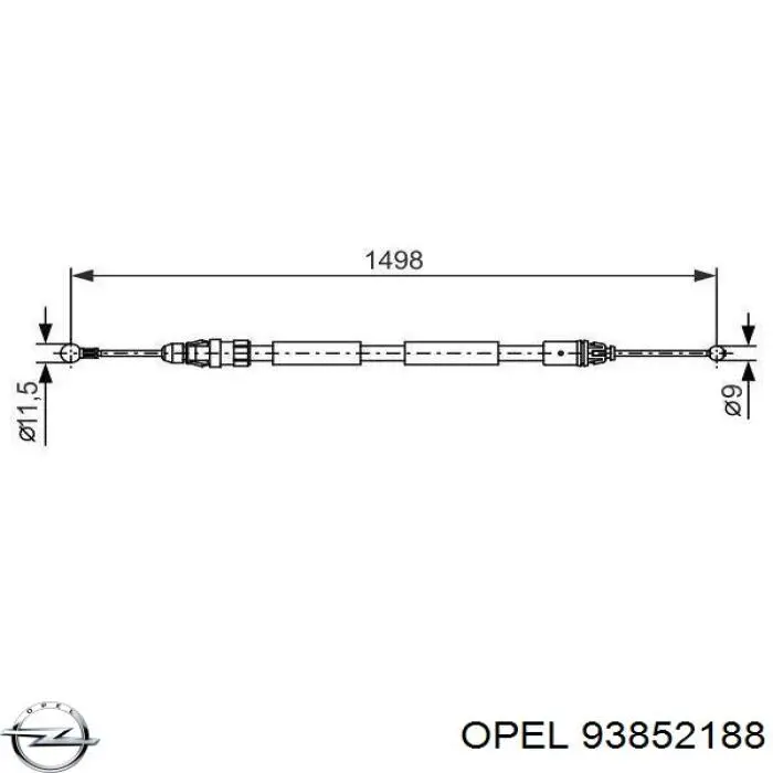 93852188 Opel cable de freno de mano trasero izquierdo