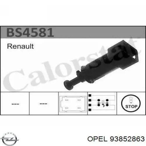 93852863 Opel interruptor luz de freno