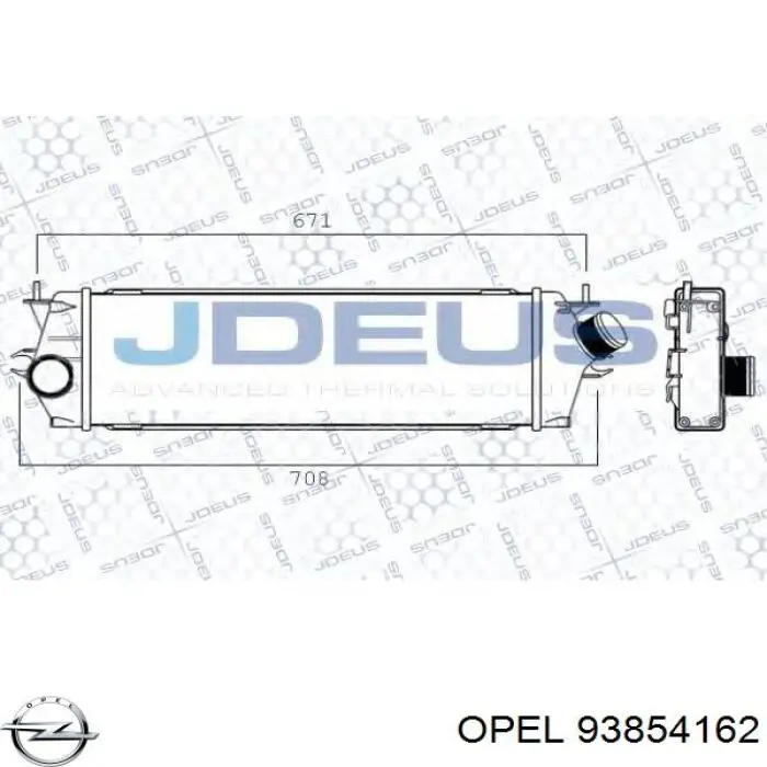 93854162 Opel radiador de aire de admisión