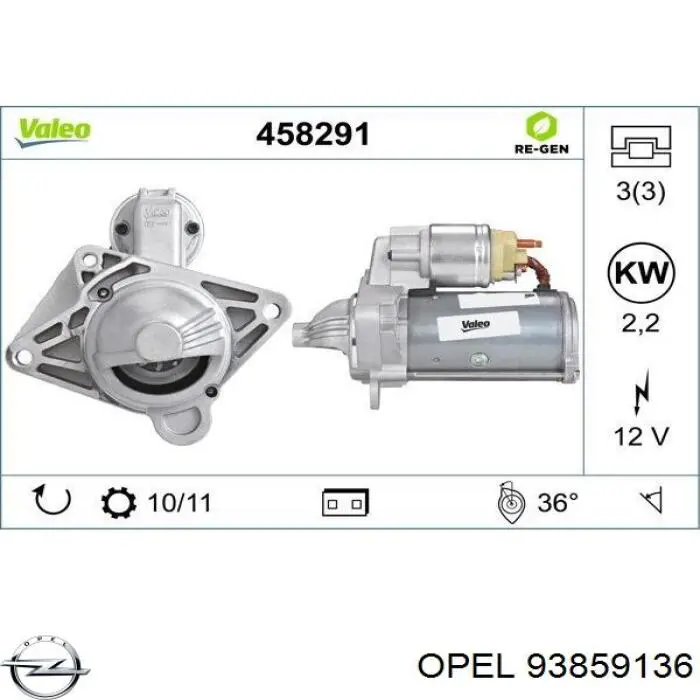 93859136 Opel motor de arranque