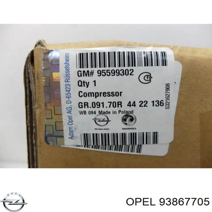 Comprar 93867705 Opel Compresor de aire acondicionado coche